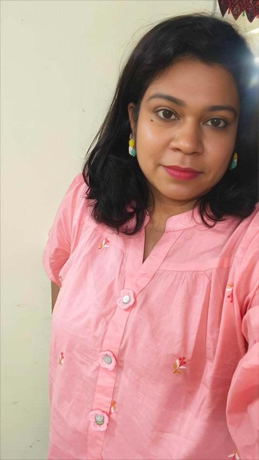 Button Cover- Pink and Green- set of 5